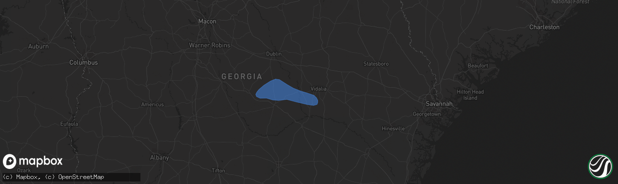 Hail map in Ailey, GA on June 14, 2023