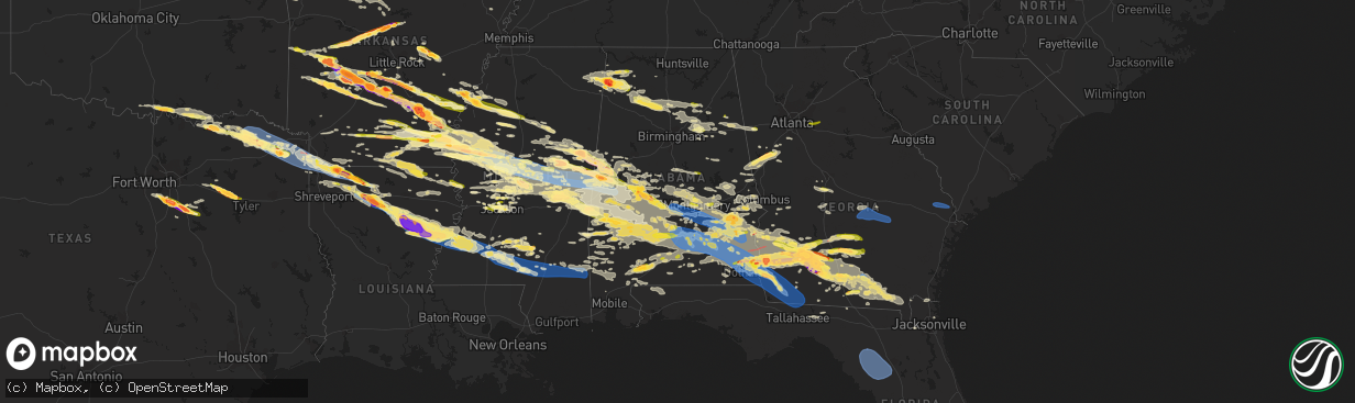 Hail map in Alabama on June 14, 2023