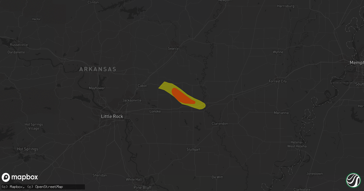 Hail map in Biscoe, AR on June 14, 2023