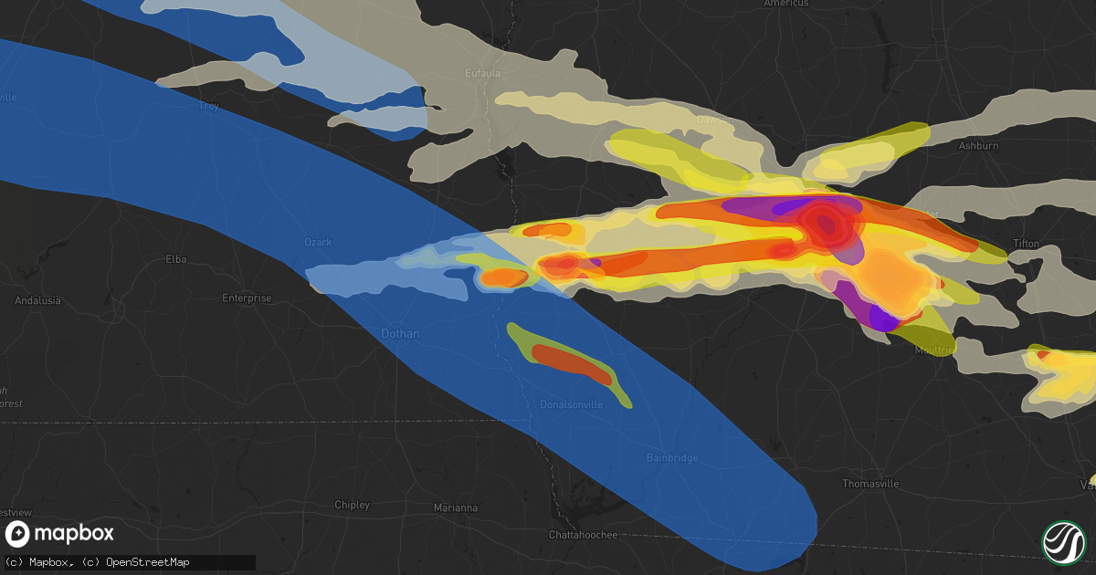 Hail map in Blakely, GA on June 14, 2023