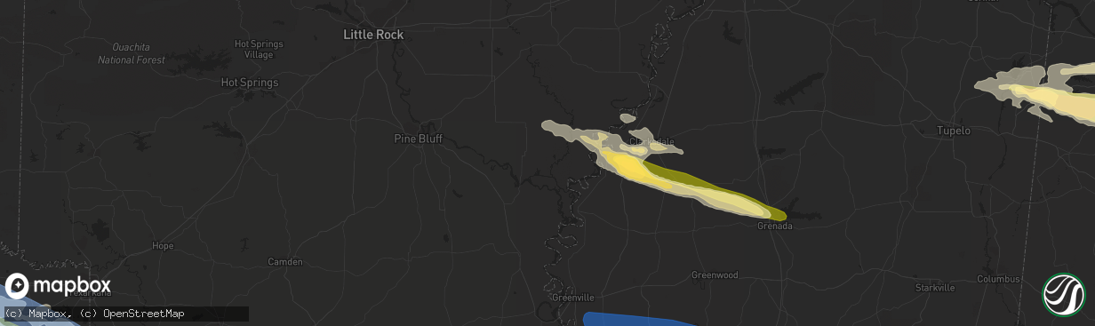 Hail map in Canehill, AR on June 14, 2023
