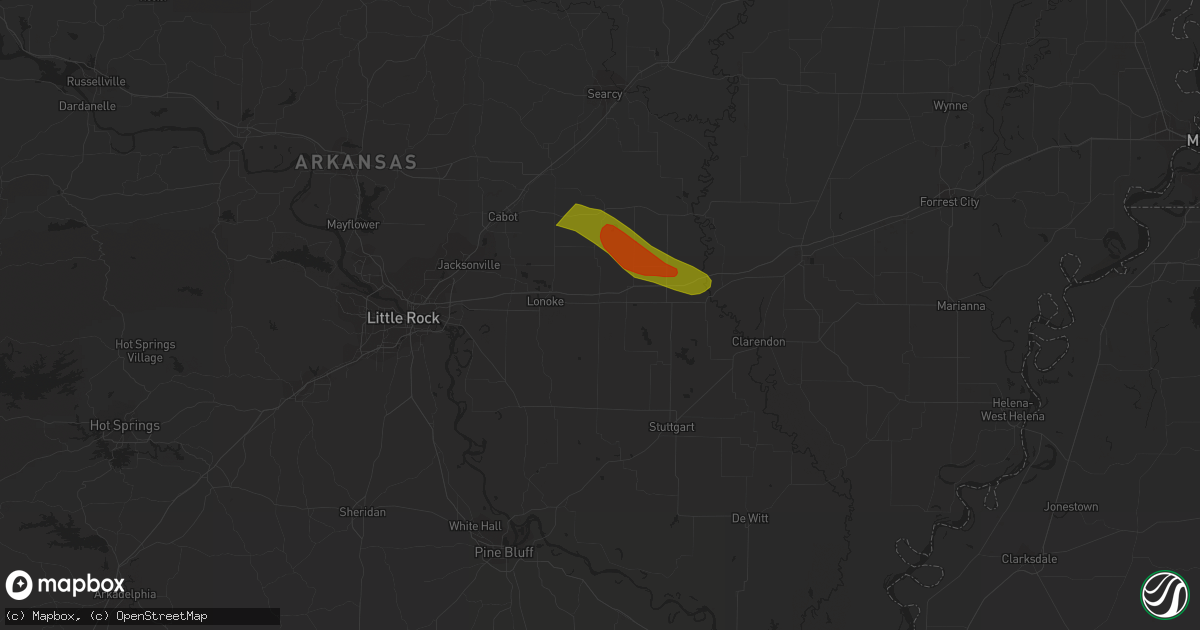 Hail map in Carlisle, AR on June 14, 2023
