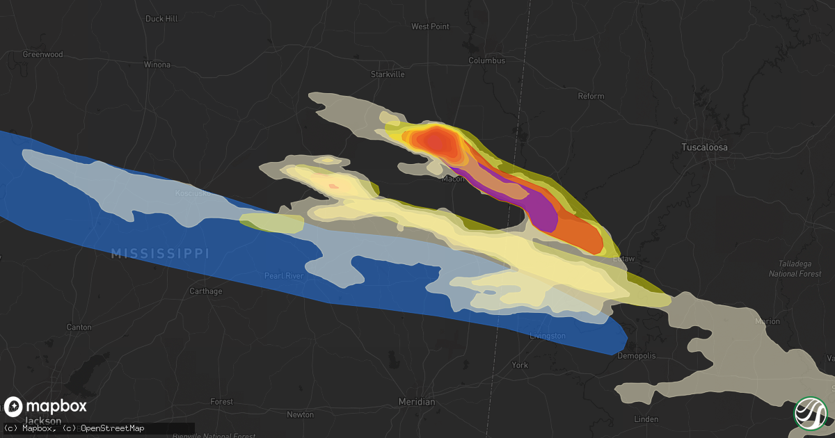 Hail map in Columbia, LA on June 14, 2023