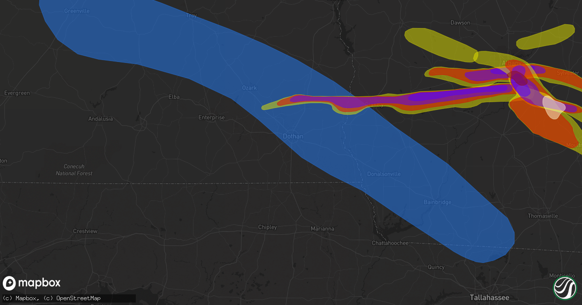 Hail map in Dothan, AL on June 14, 2023