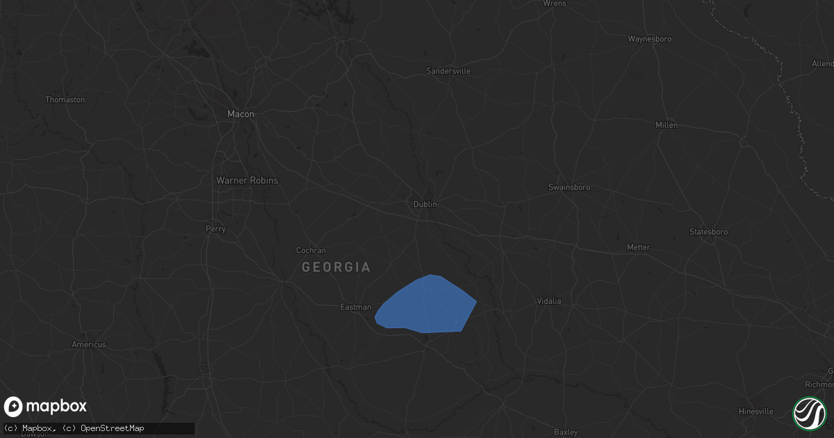 Hail map in Dublin, GA on June 14, 2023