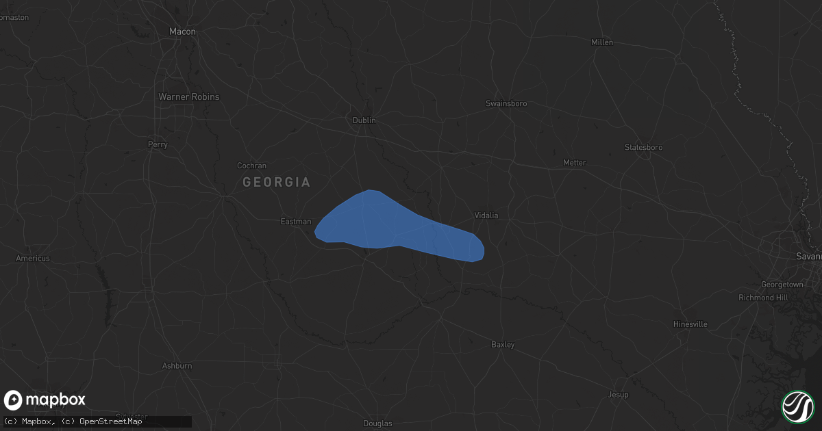 Hail map in Glenwood, GA on June 14, 2023