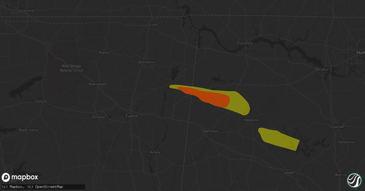 Hail map in Golden, MS on June 14, 2023