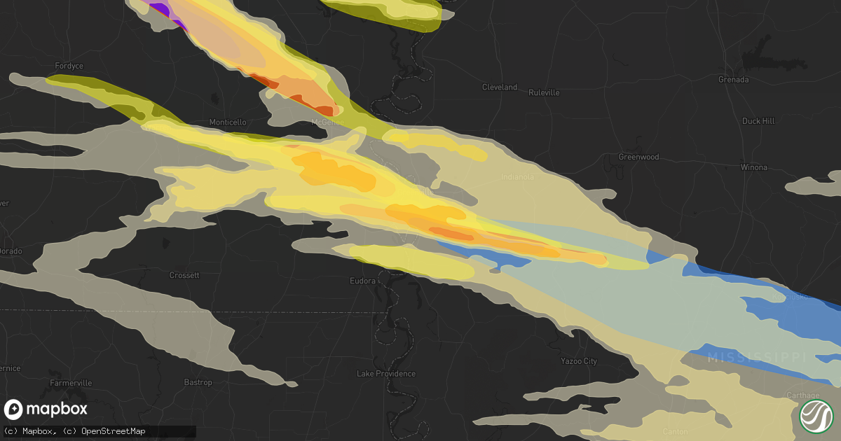 Hail map in Greenville, MS on June 14, 2023