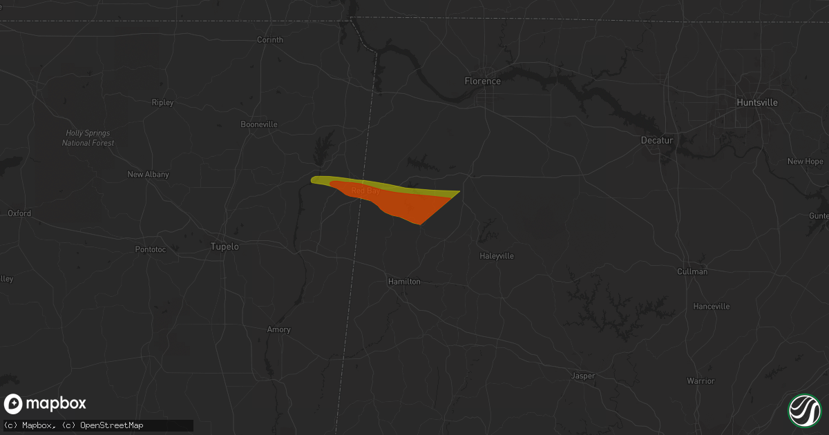 Hail map in Hodges, AL on June 14, 2023