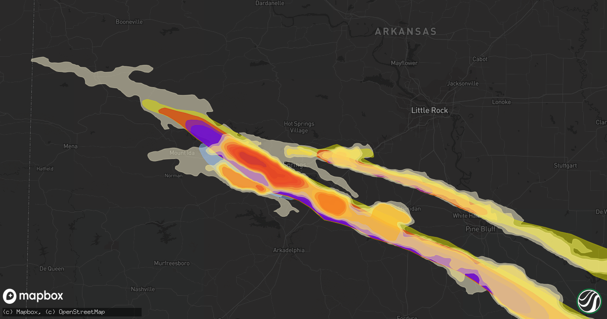 Hail map in Hot Springs National Park, AR on June 14, 2023