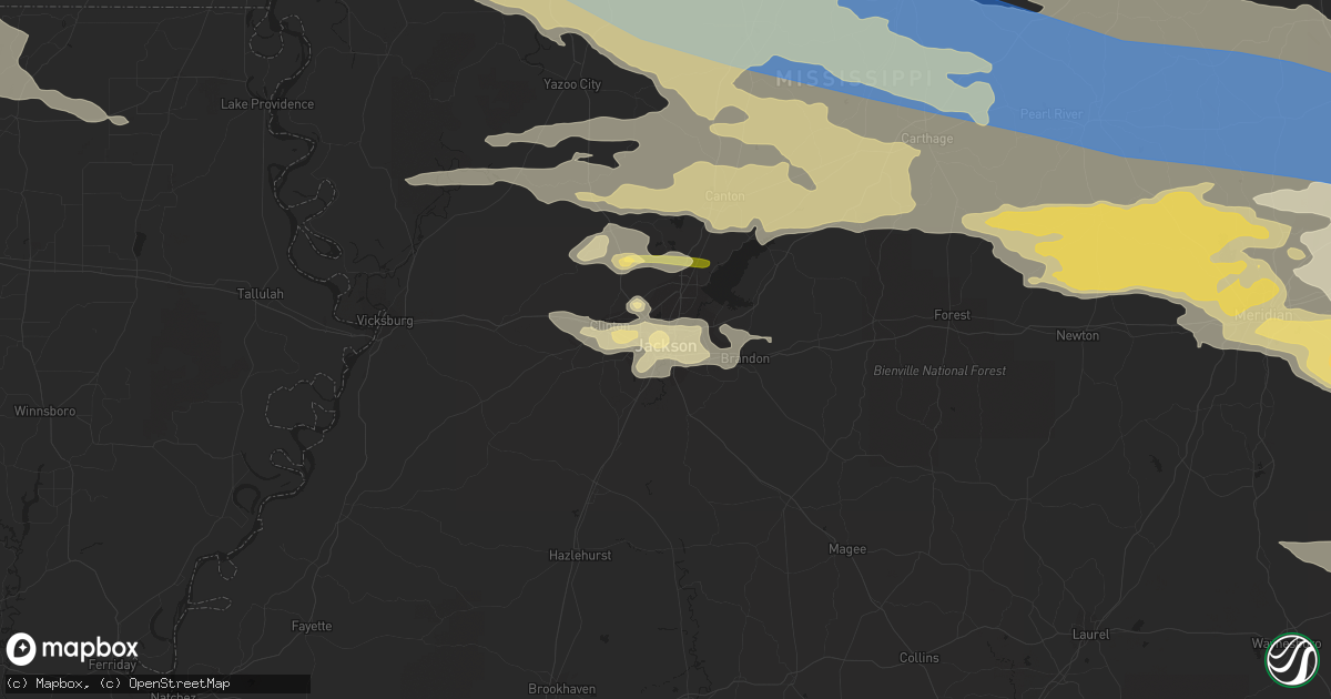 Hail map in Jackson, MS on June 14, 2023