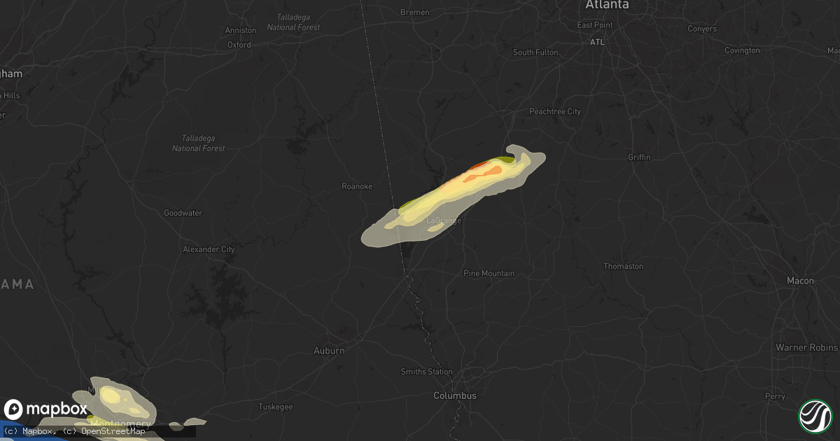 Hail map in Lagrange, GA on June 14, 2023