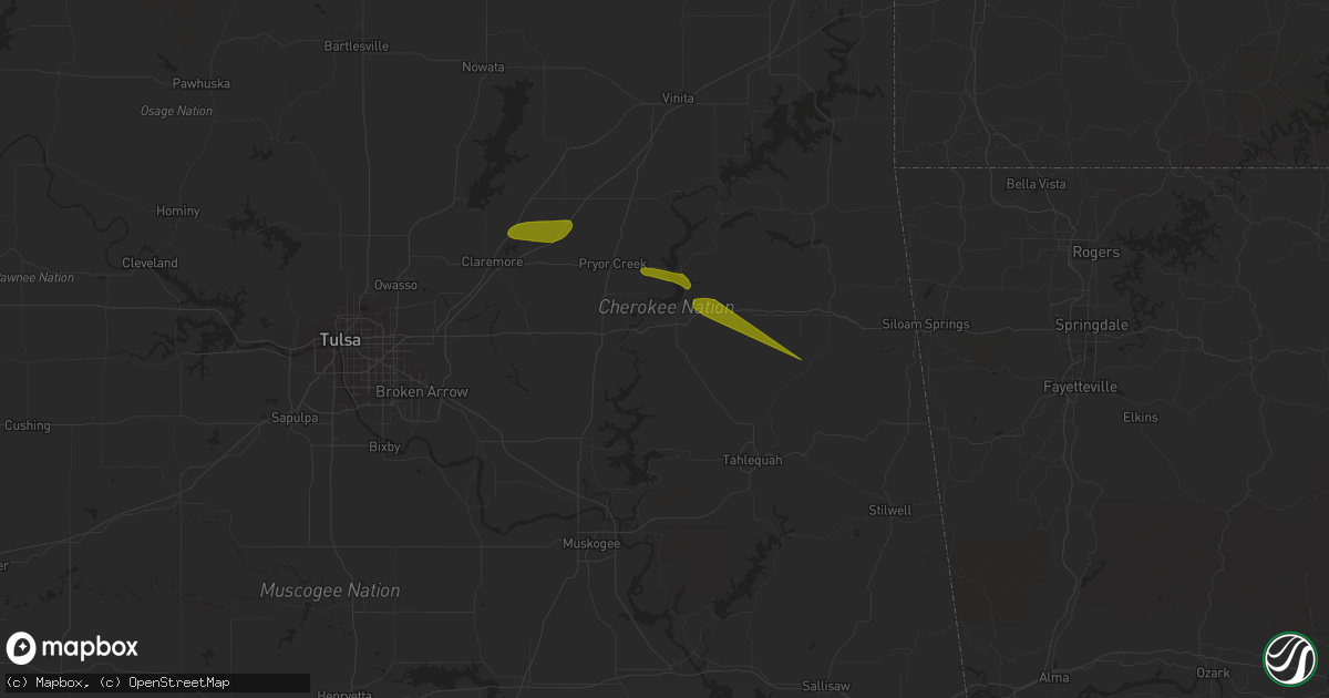 Hail map in Locust Grove, OK on June 14, 2023