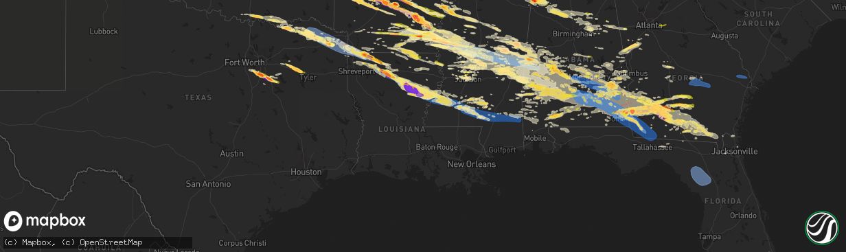 Hail map in Louisiana on June 14, 2023