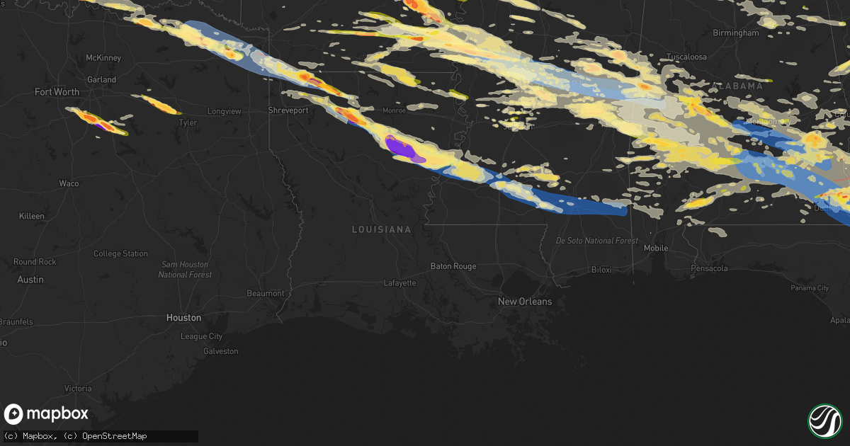 Hail map in Louisiana on June 14, 2023