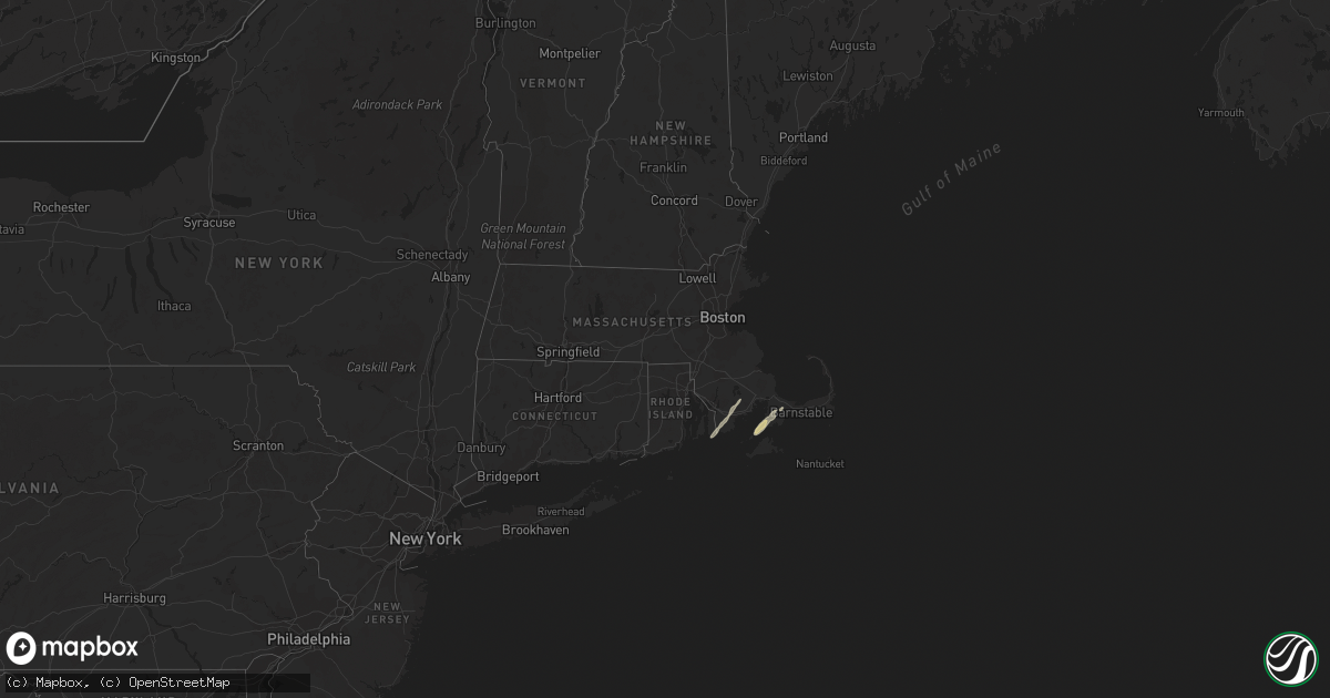 Hail map in Massachusetts on June 14, 2023