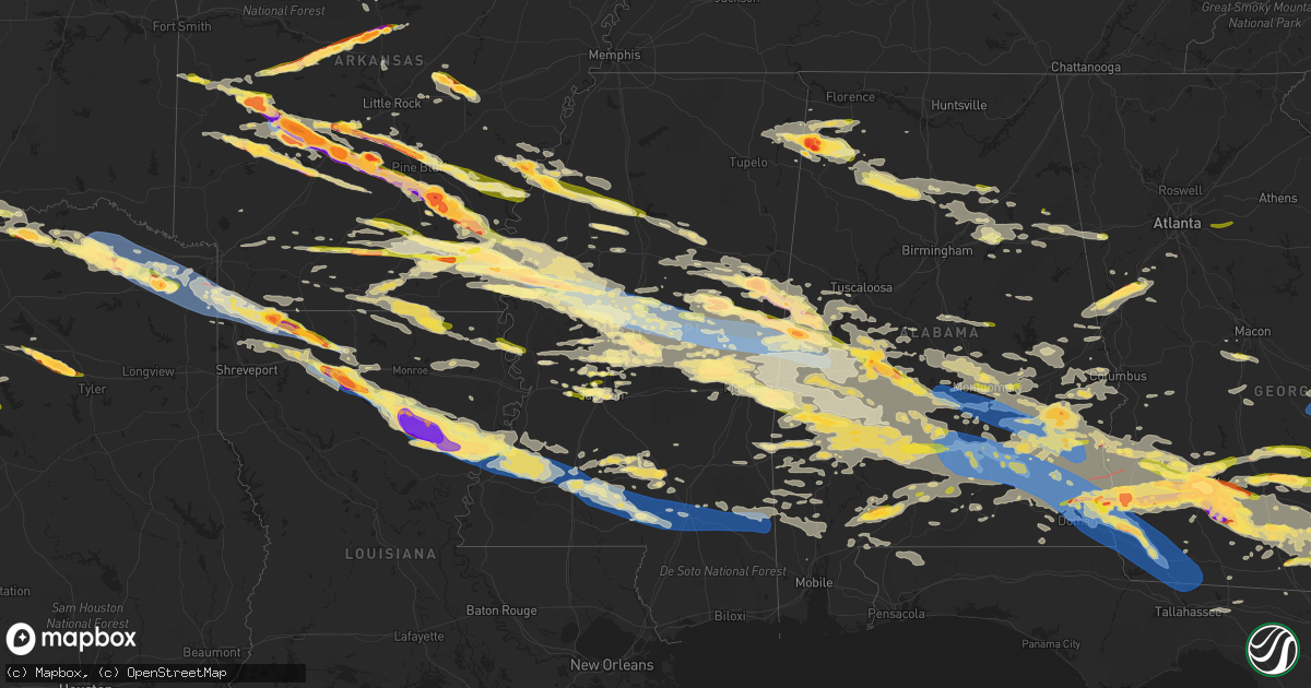 Hail map in Mississippi on June 14, 2023