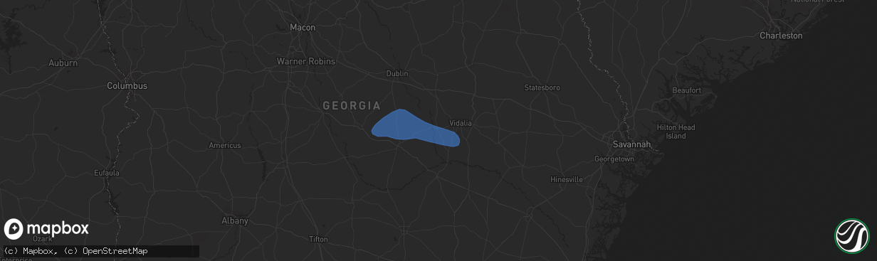 Hail map in Mount Vernon, GA on June 14, 2023