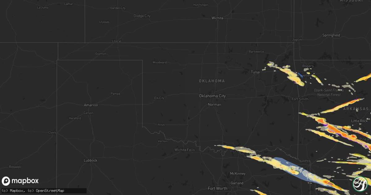 Hail map in Oklahoma on June 14, 2023