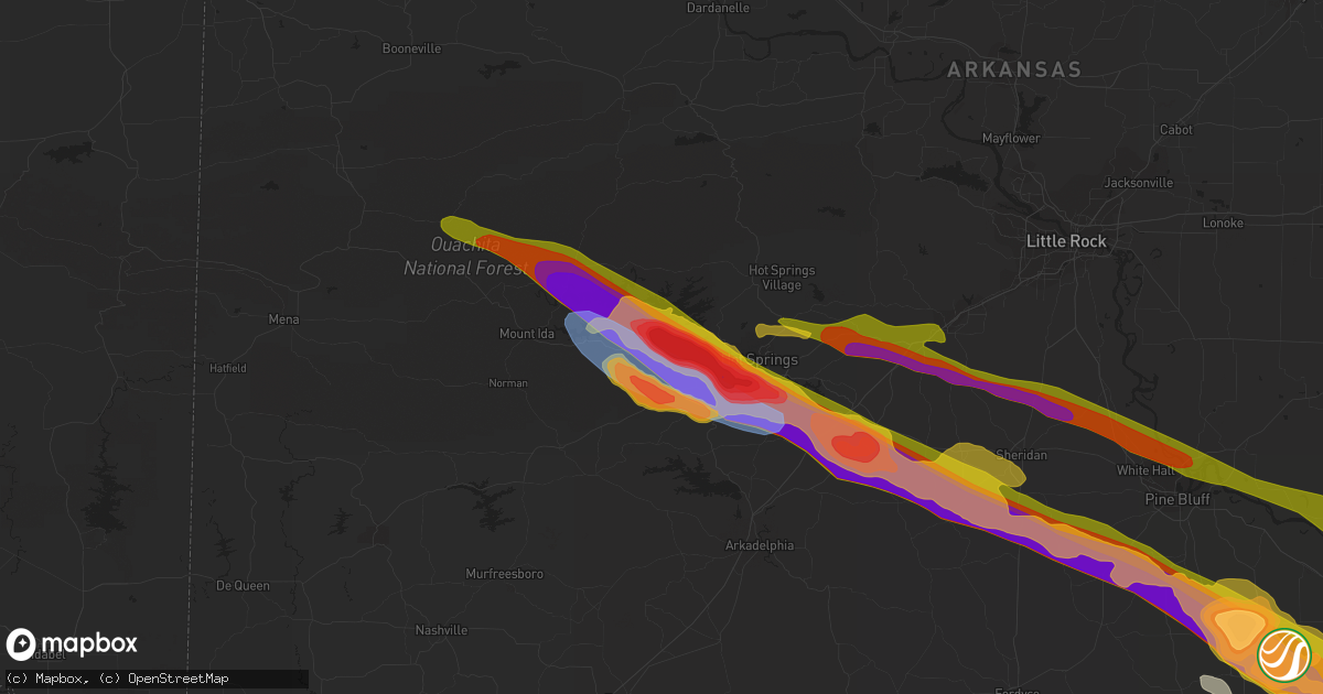 Hail map in Royal, AR on June 14, 2023