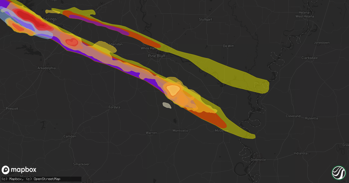 Hail map in Star City, AR on June 14, 2023
