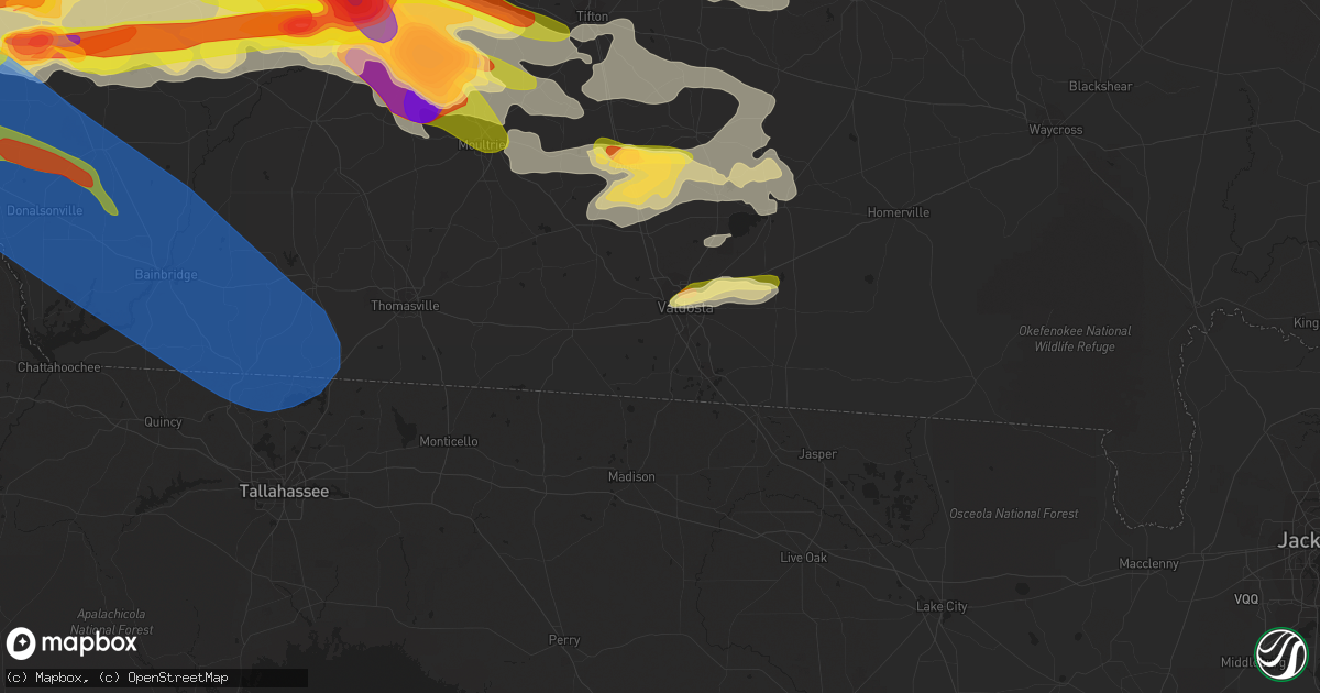 Hail map in Valdosta, GA on June 14, 2023