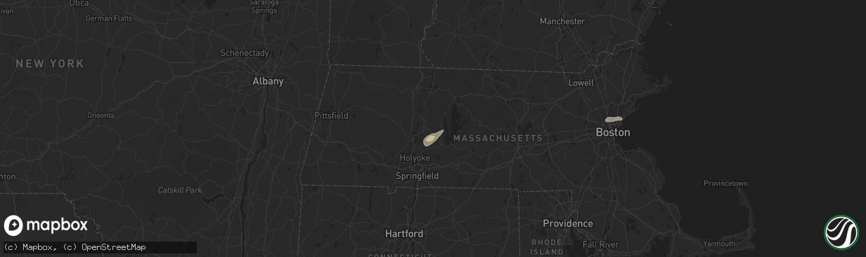 Hail map in Amherst, MA on June 14, 2024
