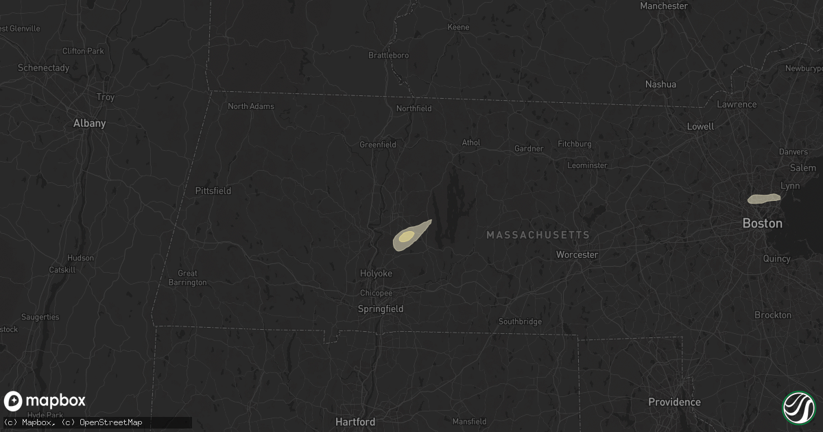 Hail map in Amherst, MA on June 14, 2024