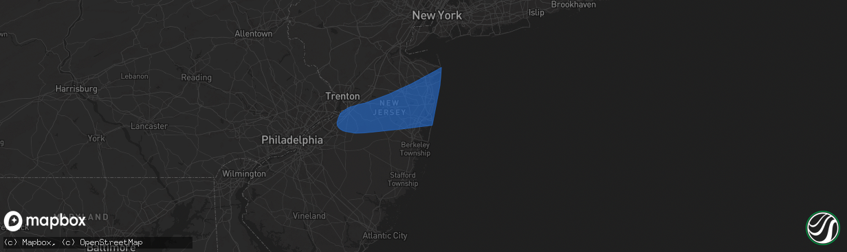 Hail map in Brick, NJ on June 14, 2024