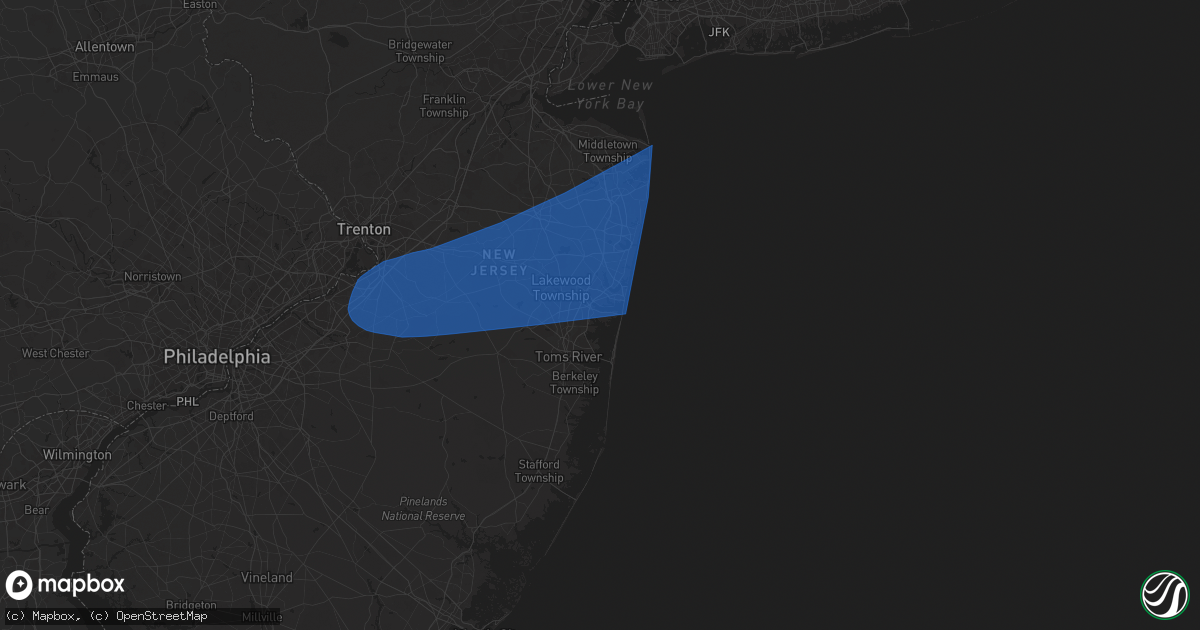 Hail map in Brick, NJ on June 14, 2024