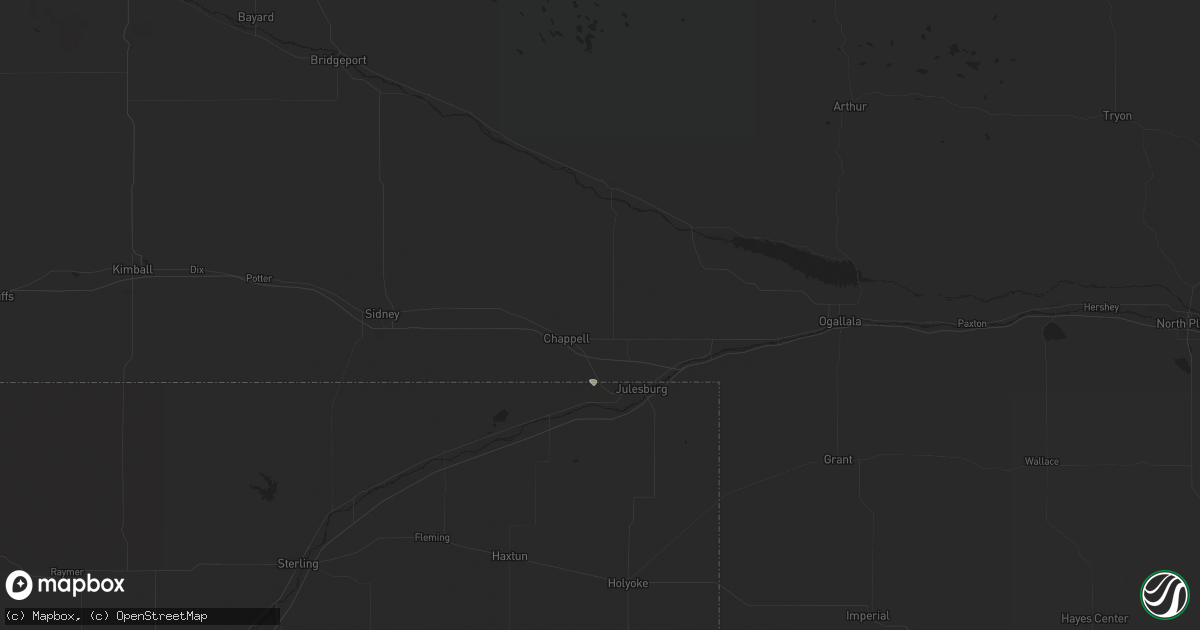 Hail map in Chappell, NE on June 14, 2024