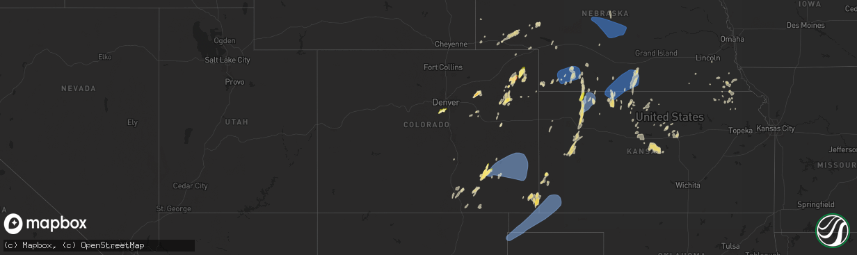 Hail map in Colorado on June 14, 2024