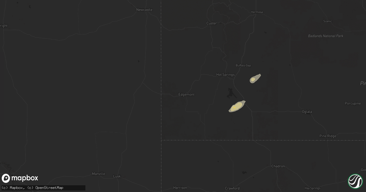 Hail map in Edgemont, SD on June 14, 2024