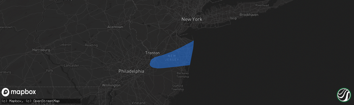 Hail map in Freehold, NJ on June 14, 2024