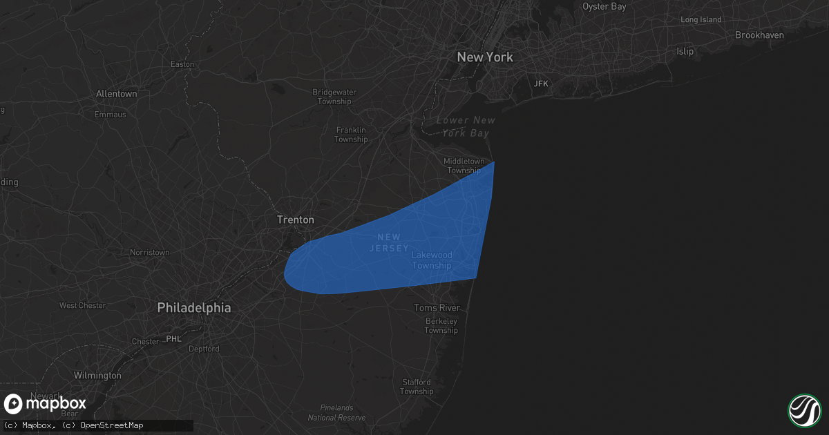 Hail map in Freehold, NJ on June 14, 2024