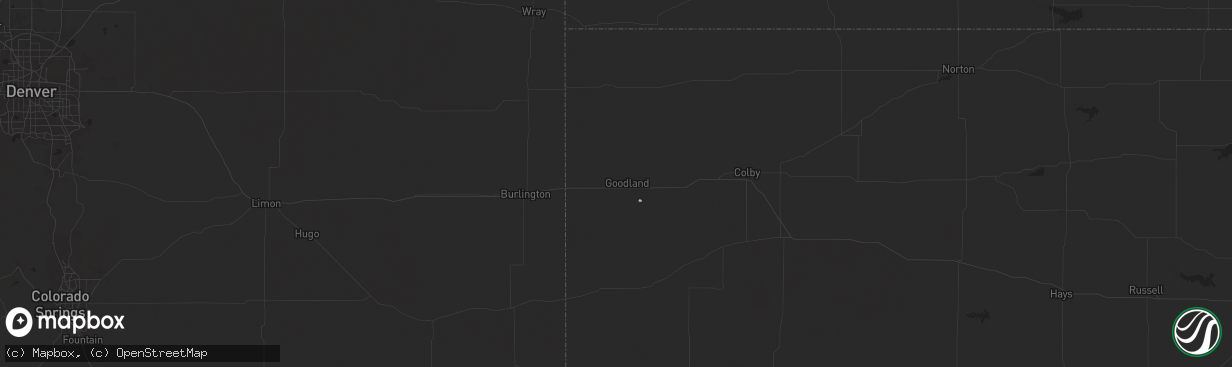 Hail map in Goodland, KS on June 14, 2024