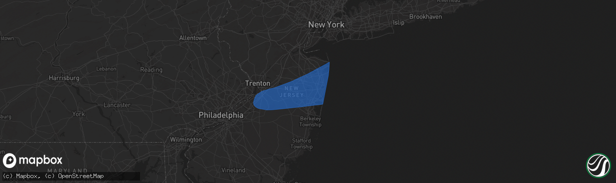 Hail map in Howell, NJ on June 14, 2024