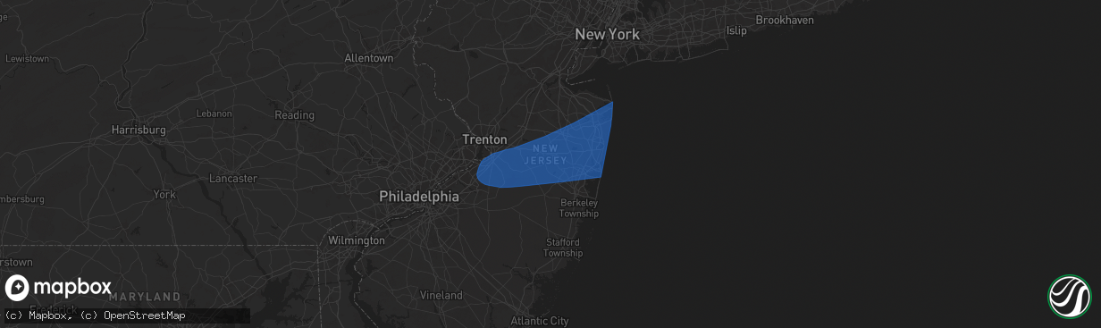Hail map in Jackson, NJ on June 14, 2024