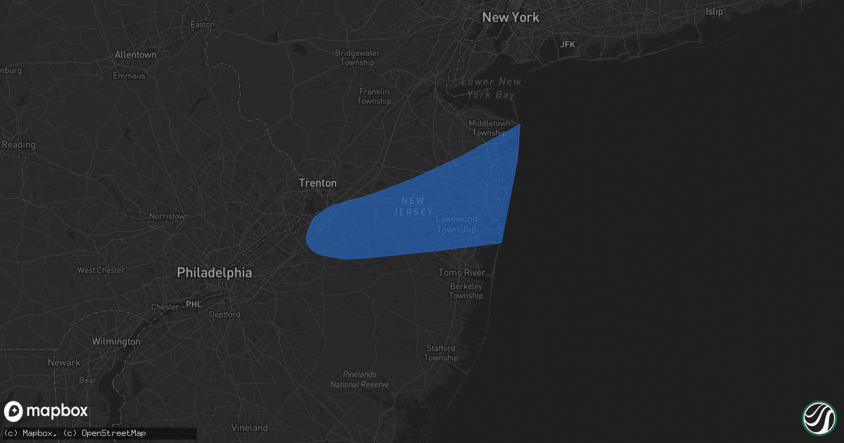 Hail map in Jackson, NJ on June 14, 2024