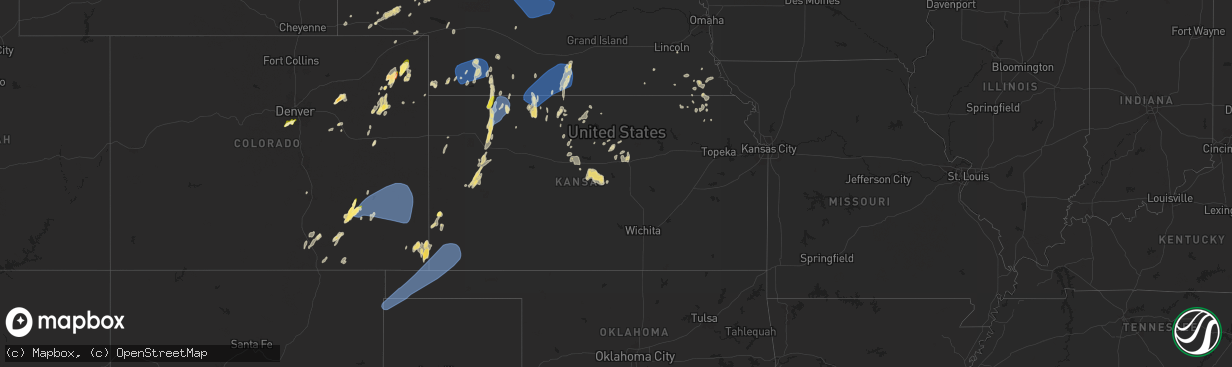 Hail map in Kansas on June 14, 2024