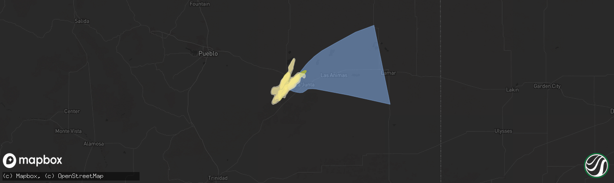 Hail map in La Junta, CO on June 14, 2024