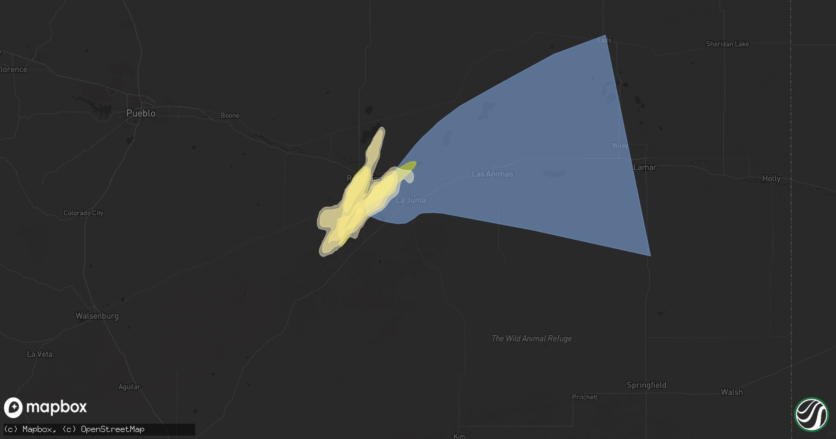 Hail map in La Junta, CO on June 14, 2024