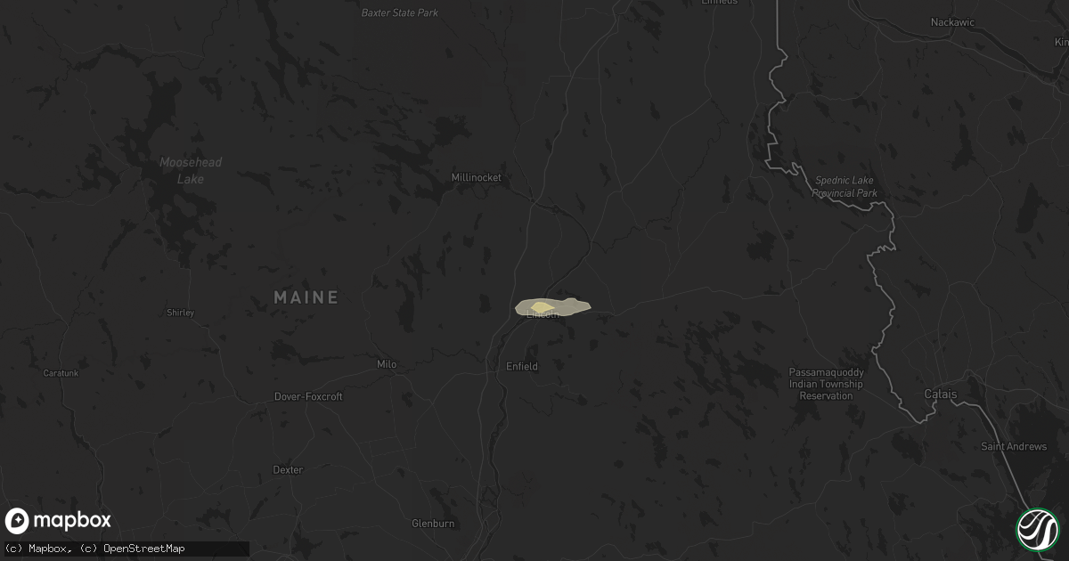 Hail map in Lincoln, ME on June 14, 2024