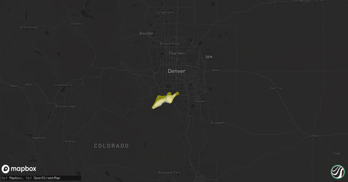 Hail map in Littleton, CO on June 14, 2024