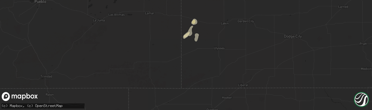 Hail map in Manter, KS on June 14, 2024