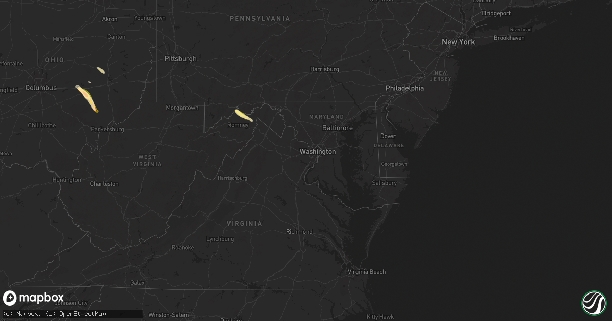 Hail map in Maryland on June 14, 2024