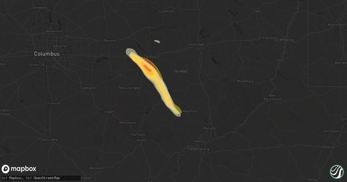 Hail map in Mcconnelsville, OH on June 14, 2024