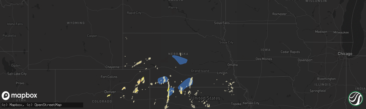 Hail map in Nebraska on June 14, 2024