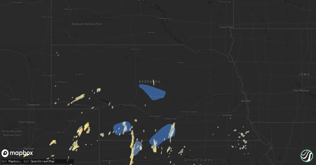 Hail map in Nebraska on June 14, 2024