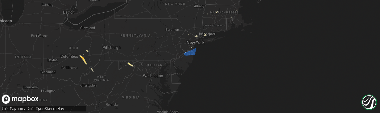 Hail map in New Jersey on June 14, 2024